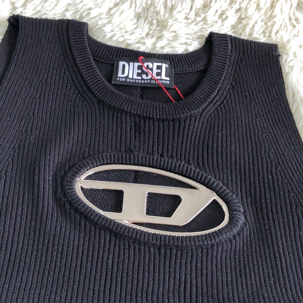 Diesel Ribbed Black Tank with Logo - Picture 6 of 6